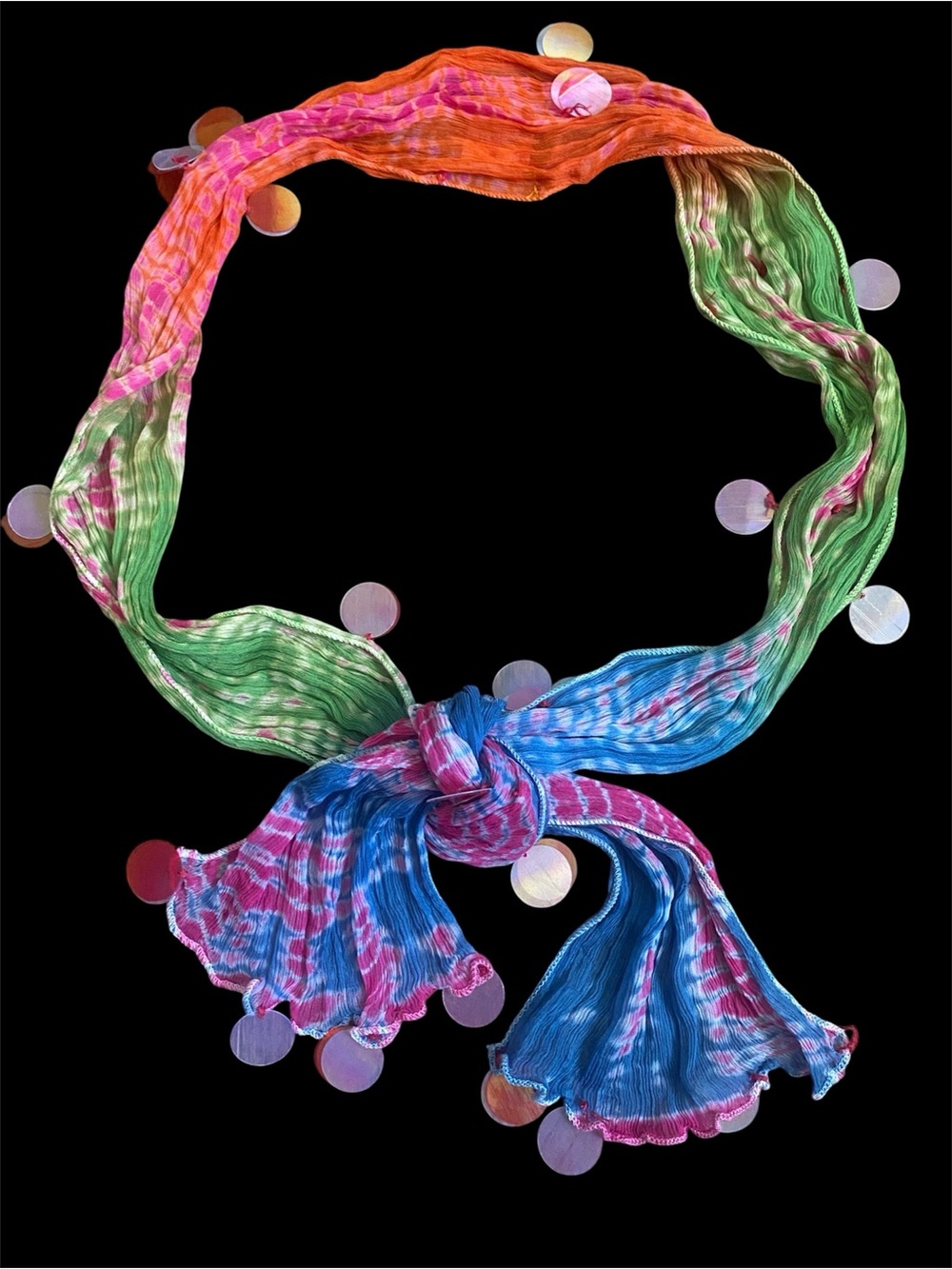 Mimi & Maggie Vibrant Rainbow Tie-Dye Pattern Viscose Scarf Belt